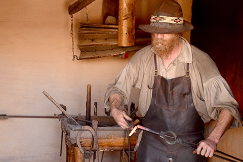 A blacksmith demonstration at Trapper Days