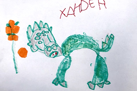 Xander Schreiner's drawing of a dinosaur